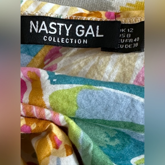 Nasty Gal Floral Knot Front Puff Sleeve Mini Dress size 8 - Picture 10 of 10